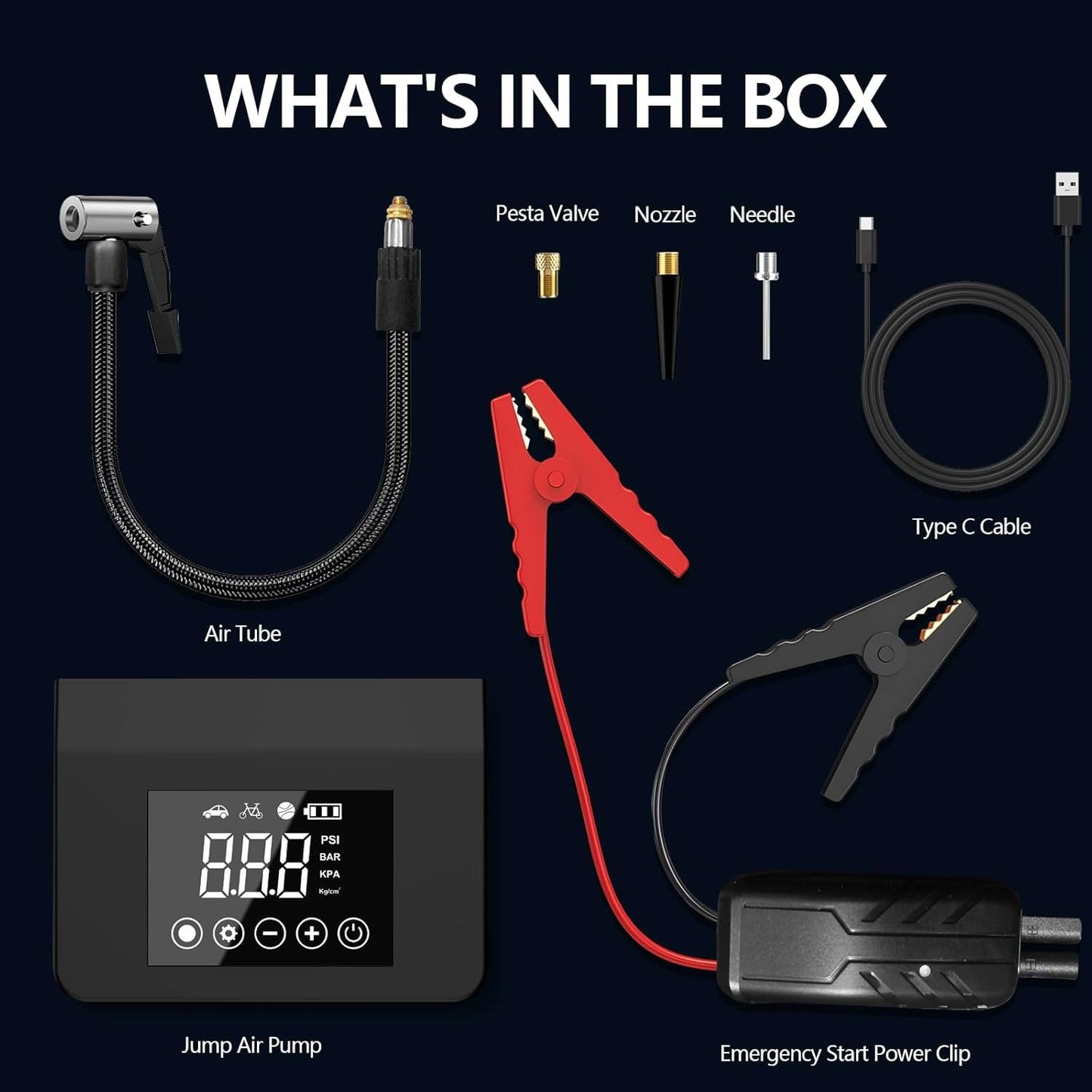 12V Battery Booster Portable 4000A Car Jump Starter